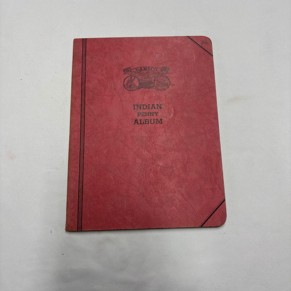 VTG 1950s Dansco Deluxe Indian Head Penny Album 1857-1909 w/ 26 Coins